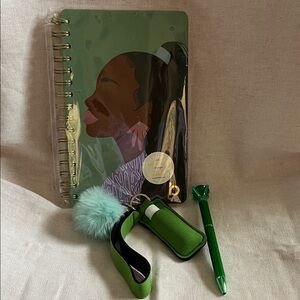 Green Spiral Notebook with Illustrated Cover